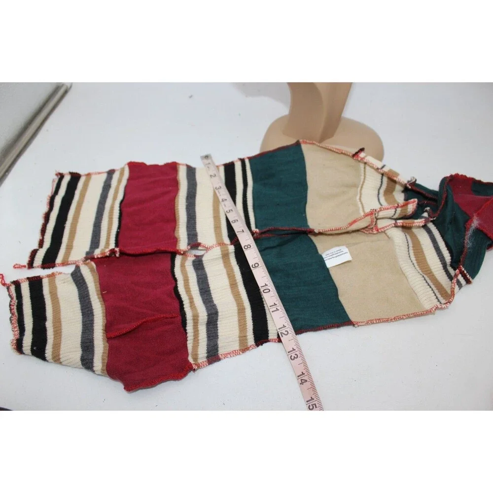 Scarf Upcycled Green Red Ivory Sweaters Winter Scarf Soft Warm 8' Long Handmade